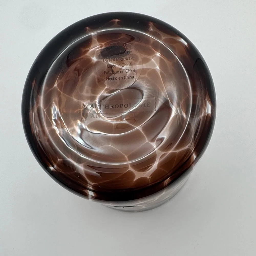 Anthropologie Mystic Icon Eyes Juice Glass NWT Brown Art Glass Tumbler